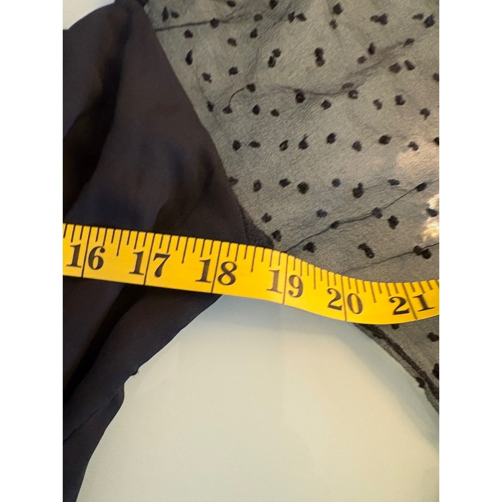 Altar'd State Mini Dress Sheer Dot Sleeve Ruched Black Romantic Large - Picture 5 of 11
